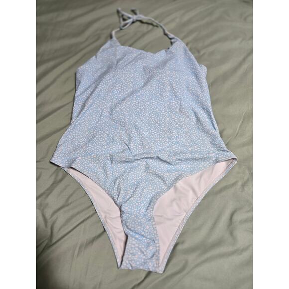 Walkonbeach xl women's light blue polka dot one piece swimsuit new with tags - Picture 3 of 8